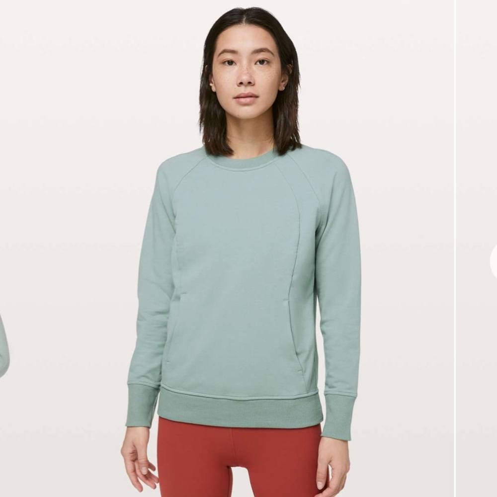 lululemon athletica Scuba Crew Sage heather Green Long Sleeve Size 10